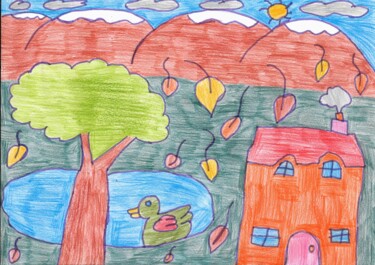 Dessin intitulée "l'arbre à coté de l…" par Audrey Segura, Œuvre d'art originale, Crayon