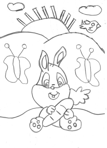 Dessin intitulée "le petit lapin" par Audrey Segura, Œuvre d'art originale, Crayon