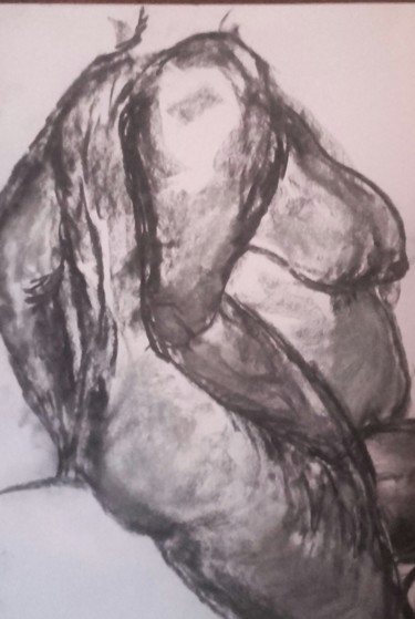 Drawing titled "nu" by Audrey Veychard, Original Artwork, Charcoal