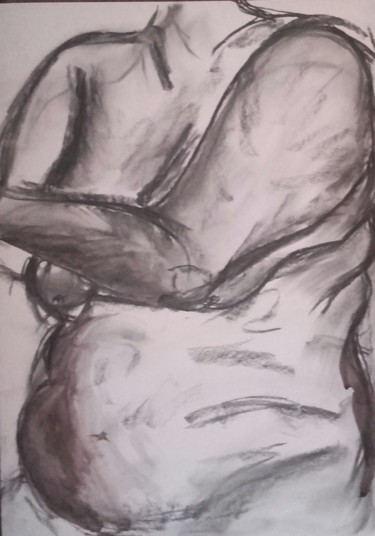 Drawing titled "nu 2" by Audrey Veychard, Original Artwork, Charcoal