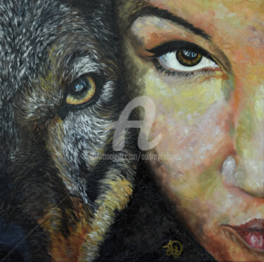 Painting titled "Stark" by Audrey Delaye, Original Artwork, Oil Mounted on Wood Stretcher frame