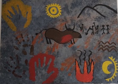 Peinture intitulée "Dans ma grotte" par Audrey Mahroug, Œuvre d'art originale, Acrylique