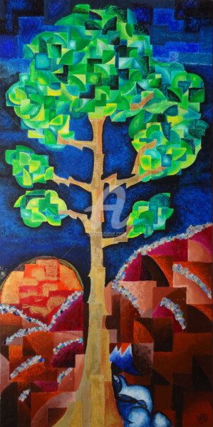 Pittura intitolato "l'arbre" da Audrey Ressejac-Duparc, Opera d'arte originale, Pastello