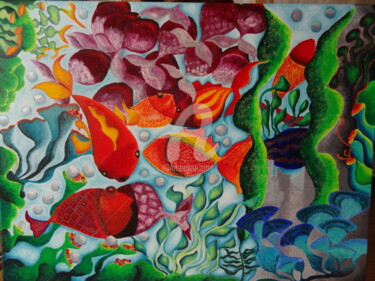 Peinture intitulée "promenade sous mari…" par Audrey Ressejac-Duparc, Œuvre d'art originale, Pastel