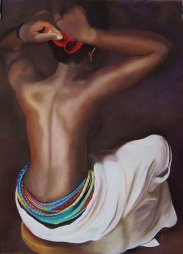 Painting titled "Femme peule.jpg" by Annick Augeray, Original Artwork, Pastel