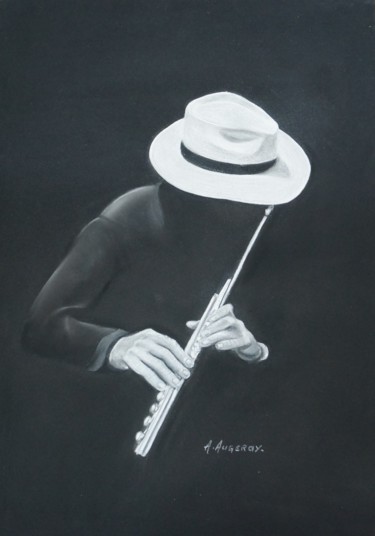 Painting titled "musicien-flute.jpg" by Annick Augeray, Original Artwork, Pastel