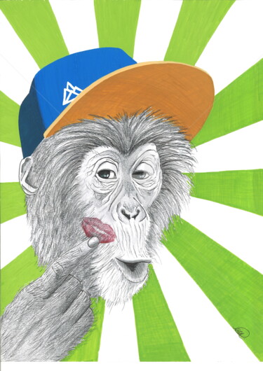 Drawing titled "Monkey crew 5" by Marion Auger, Original Artwork, Ballpoint pen
