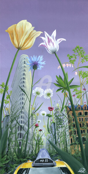 Peinture intitulée "Flower power" par Marion Auger, Œuvre d'art originale, Acrylique