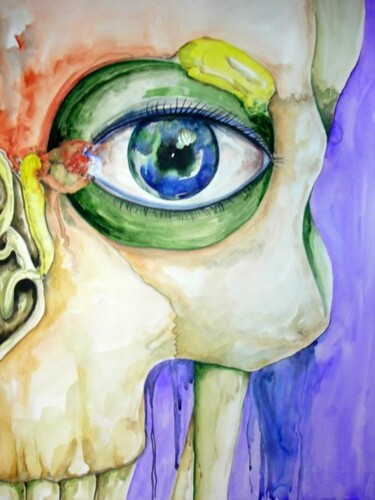 Painting titled "Face I" by August Di Lena, Original Artwork, Conté