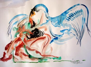 绘画 标题为“Leda und der Schwan…” 由August Di Lena, 原创艺术品, 水彩