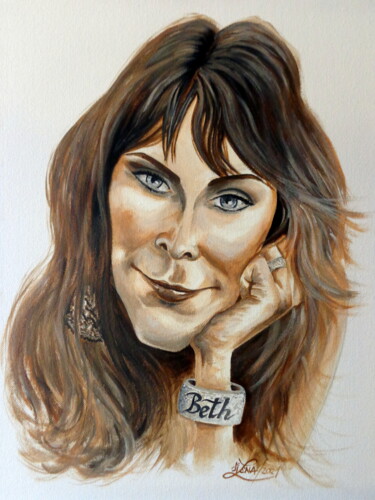 Malerei mit dem Titel "Beth Hart" von August Di Lena, Original-Kunstwerk, Acryl Auf Keilrahmen aus Holz montiert