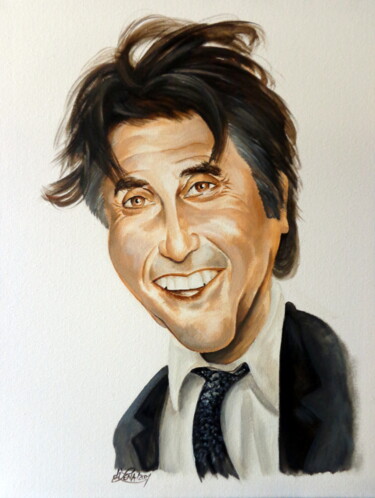 Painting titled "Bryan Ferry" by August Di Lena, Original Artwork, Acrylic Mounted on Wood Stretcher frame