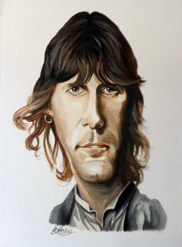 Painting titled "Keith Emerson (ELP)" by August Di Lena, Original Artwork, Acrylic Mounted on Wood Stretcher frame