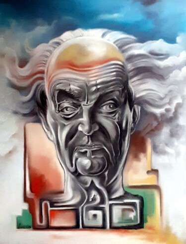 Drawing titled "Wer war Gerhart Hau…" by August Di Lena, Original Artwork, Chalk Mounted on Cardboard