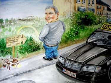 Painting titled "Taxler Georg Nachtm…" by August Di Lena, Original Artwork