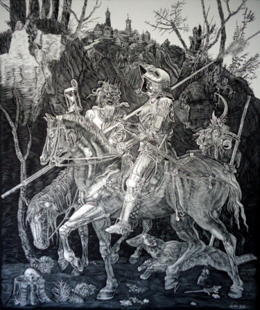 Gravures & estampes intitulée "Ritter, Tod & Teufe…" par August Di Lena, Œuvre d'art originale, Monotype