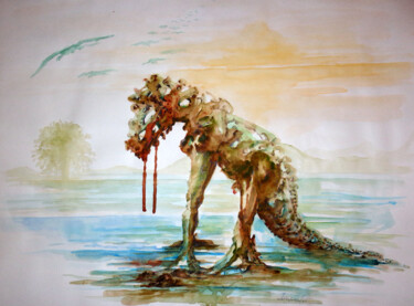 Painting titled "Evolution" by August Di Lena, Original Artwork, Watercolor
