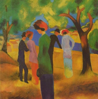 Malerei mit dem Titel "La dame en veste ve…" von August Macke, Original-Kunstwerk, Öl