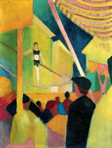 Schilderij getiteld "Funambule" door August Macke, Origineel Kunstwerk, Olie