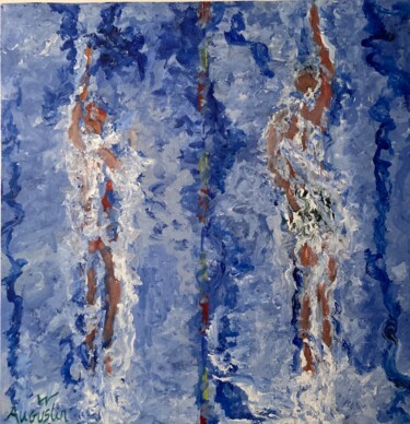 Painting titled "Swimmers" by Augustin Asselin De Williencourt, Original Artwork, Acrylic