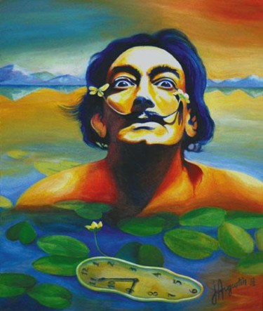 Peinture intitulée "Dali et les nénupha…" par James Augustin, Œuvre d'art originale, Huile