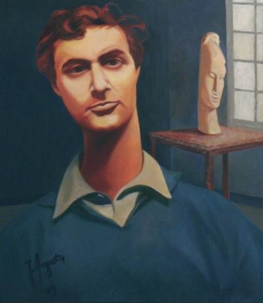 Painting titled "Modigliani dans son…" by James Augustin, Original Artwork, Oil