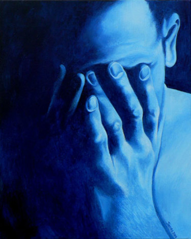 Peinture intitulée "Le blues" par James Augustin, Œuvre d'art originale, Huile