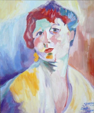 Pittura intitolato "Portrait de Femme,…" da James Augustin, Opera d'arte originale, Olio