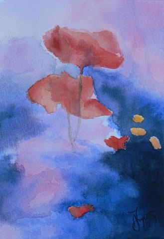 Painting titled "Coquelicots" by James Augustin, Original Artwork