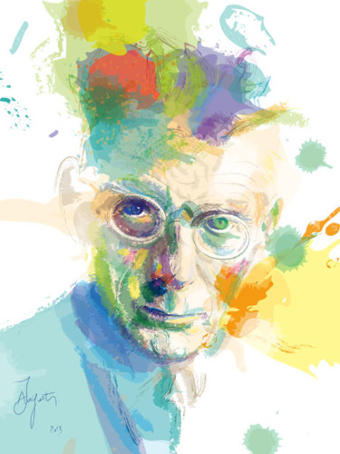 Digitale Kunst mit dem Titel "Samuel Beckett" von James Augustin, Original-Kunstwerk
