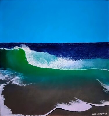 Картина под названием "Aesthetic Sea Waves…" - Augustyn Engty, Подлинное произведение искусства, Акрил
