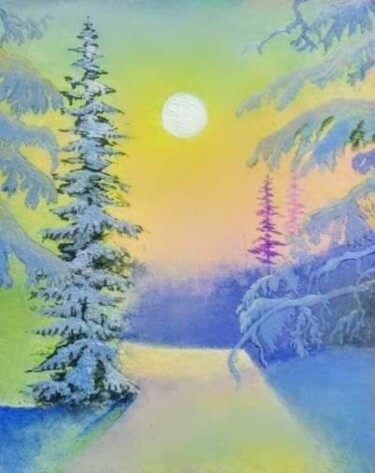 Painting titled "Winter Snowy Mornin…" by Augustyn Engty, Original Artwork, Acrylic