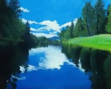 Malerei mit dem Titel "Realistic Greenery…" von Augustyn Engty, Original-Kunstwerk, Acryl