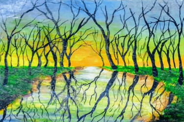 Malerei mit dem Titel "Aesthetic Sunset La…" von Augustyn Engty, Original-Kunstwerk, Acryl