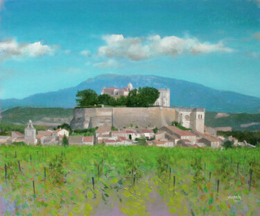 Painting titled "4456, Grignan, Mont…" by Aupalt, Original Artwork, Oil Mounted on Wood Stretcher frame