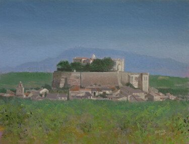 Painting titled "4455, Grignan, (Ven…" by Aupalt, Original Artwork, Oil Mounted on Wood Panel