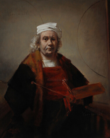 Pintura intitulada "4597, portrait aux…" por Aupalt, Obras de arte originais, Óleo Montado em Armação em madeira