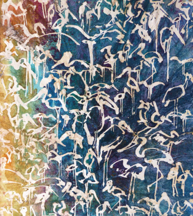 Écriture de marabout Peinture intitulée "Écriture de marabout" par Agnès Grégis (Au pinceau dansant), Œuvre d'art originale, Aquarelle