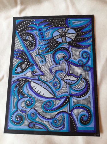 Bluelife Dessin intitulée "Bluelife" par Aurelie Deville, Œuvre d'art originale, Marqueur
