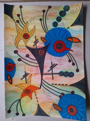 Peinture intitulée "Miró legacy" par Aurelie Deville, Œuvre d'art originale, Aquarelle