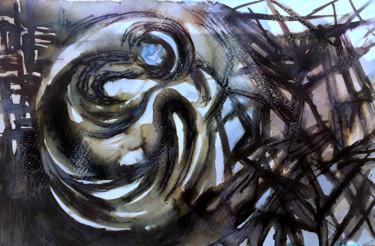 Painting titled "Derrumbe" by Aura Cruz, Original Artwork, Ink