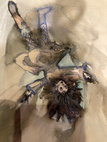 Pittura intitolato "Caer, volar" da Aura Cruz, Opera d'arte originale, Inchiostro