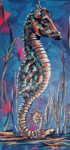 Картина под названием "HIPPOKAMPOS" - Aurel, Подлинное произведение искусства, Масло Установлен на Деревянная рама для носил…