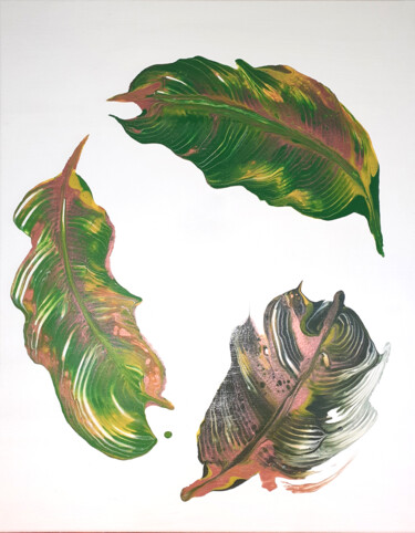 Peinture intitulée "Trio de plume n°1" par Aurélia Brunet, Œuvre d'art originale, Acrylique Monté sur Châssis en bois