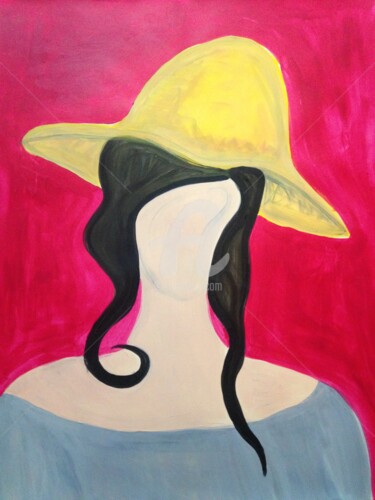 Dessin intitulée "Femme au chapeau n°1" par Aurelia La Beletta, Œuvre d'art originale