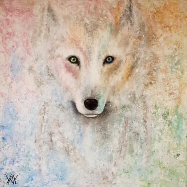 Peinture intitulée "White wolf" par Yay., Œuvre d'art originale, Acrylique Monté sur Châssis en bois