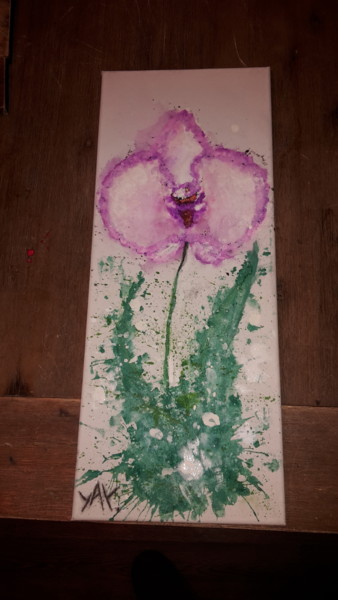 Peinture intitulée "Sauvagement orchidée" par Yay., Œuvre d'art originale, Acrylique
