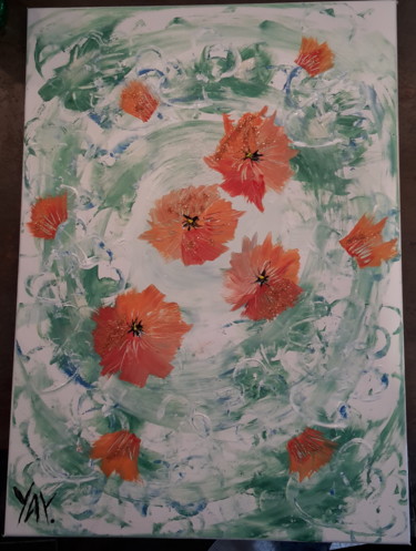 Peinture intitulée "Tourbillon fleurie" par Yay., Œuvre d'art originale, Acrylique