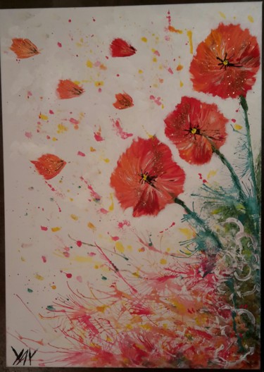 Peinture intitulée "Explosition Floral" par Yay., Œuvre d'art originale, Acrylique