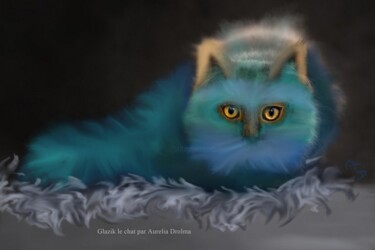 Arts numériques intitulée "Glazik le chat" par Aurelia Pellerin (AURELIA DROLMA), Œuvre d'art originale, Peinture numérique